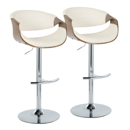 Symphony - Mid Century Modern Adjustable Barstool With Swivel & Rounded T Footrest (Set of 2) Lumi Source