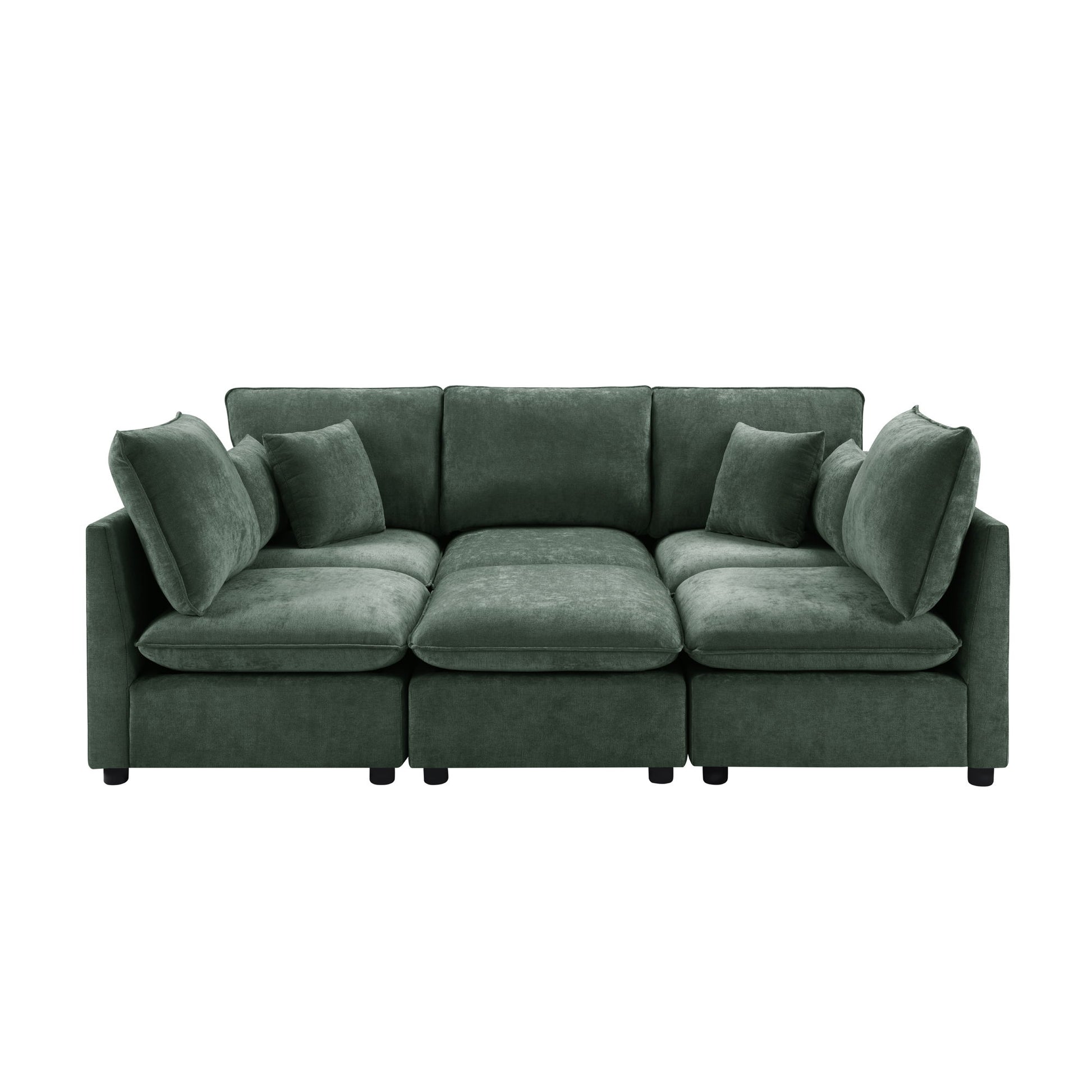 Modern Sectional Sofa U-Shaped With Movable Ottoman Storage Armrests And USB Ports Hearth and Haven
