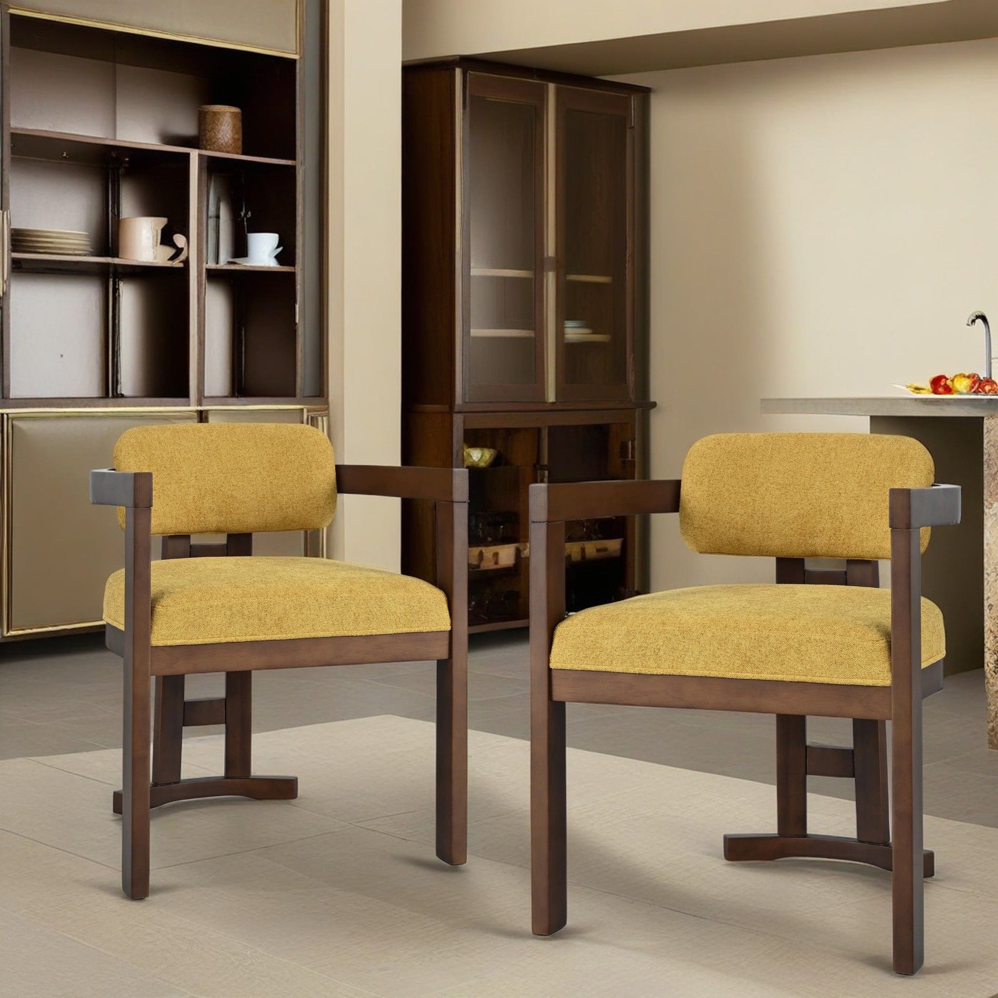 Stylish Indoor Upholstered Wood Dining Chair (Set of 2) Noble House