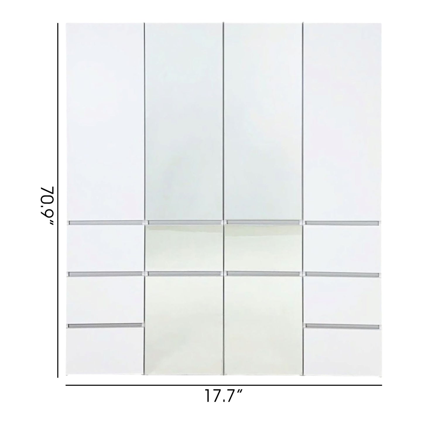 Elise - Modular Wood Closet System With Mirror In Durable Melamine And Wood Customizable Storage - White Home Essentials