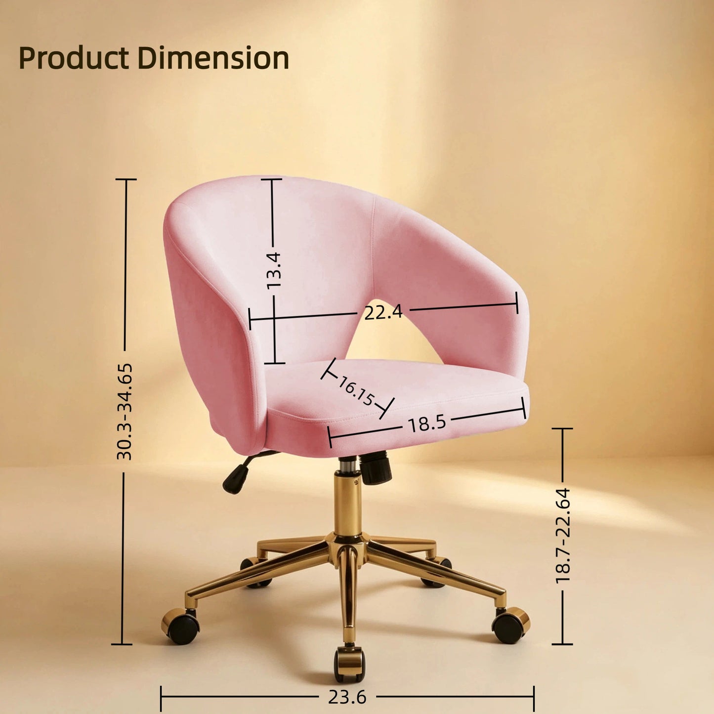 Ty - Office Adjustable Swivel Chair With Lumbar Support - Pink Home Essentials