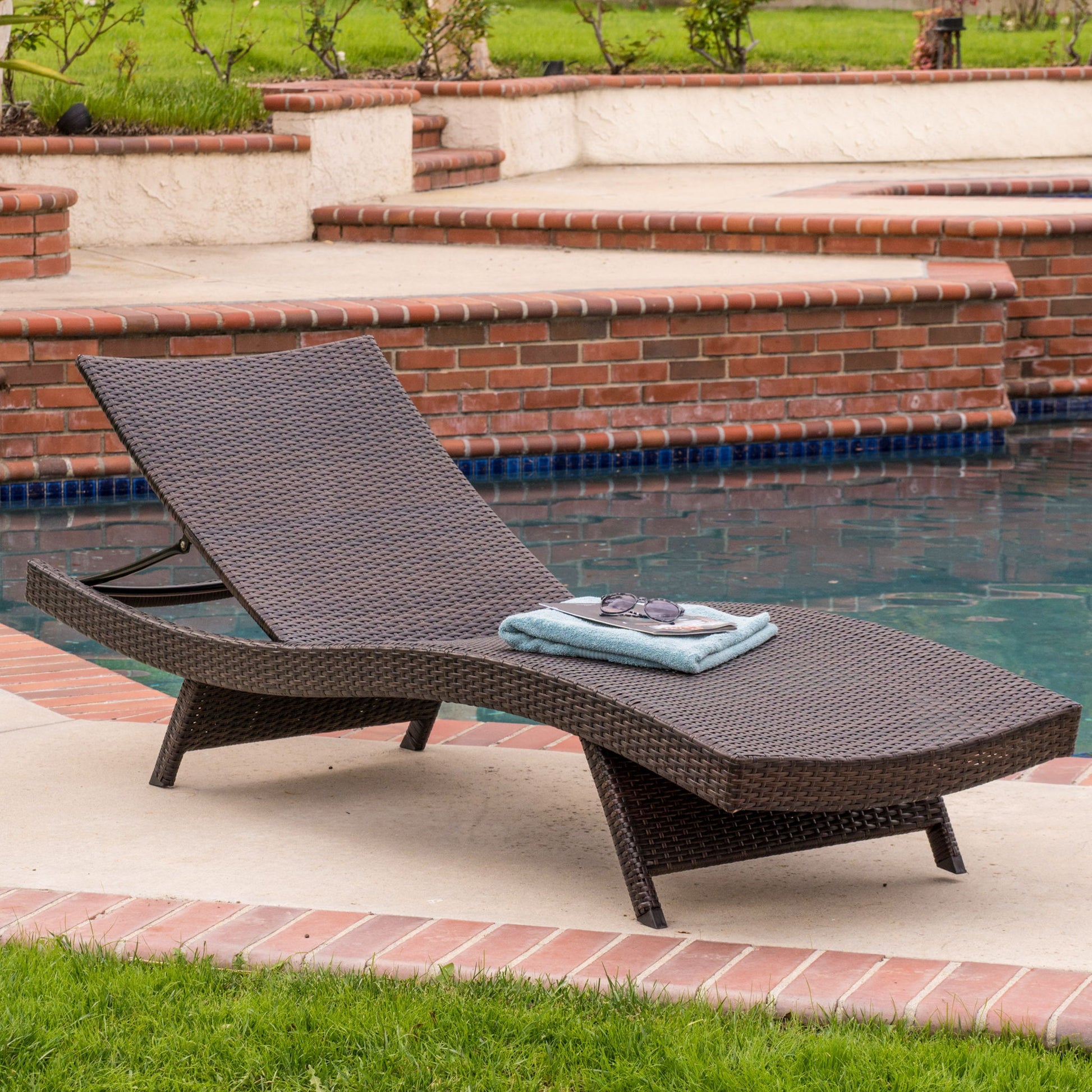 Kauai - Modern Style Pe Wicker Chaise Lounge - Brown Multi Noble House