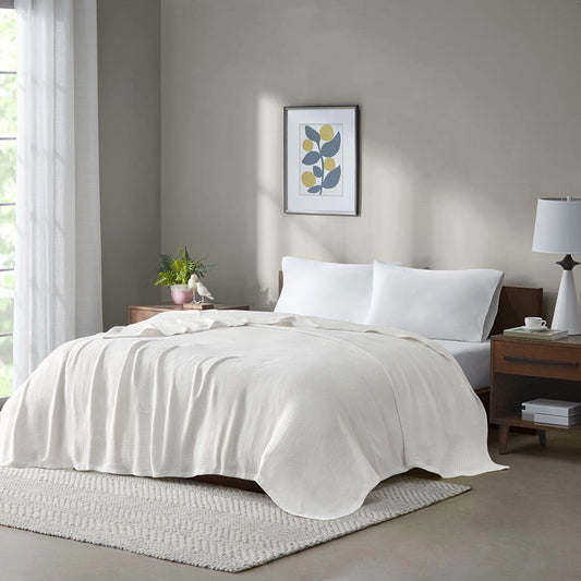 King Freshspun Basketweave Blanket - Cream