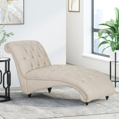 Chaise Lounge With Button Tufted Diamon Stitch Noble House
