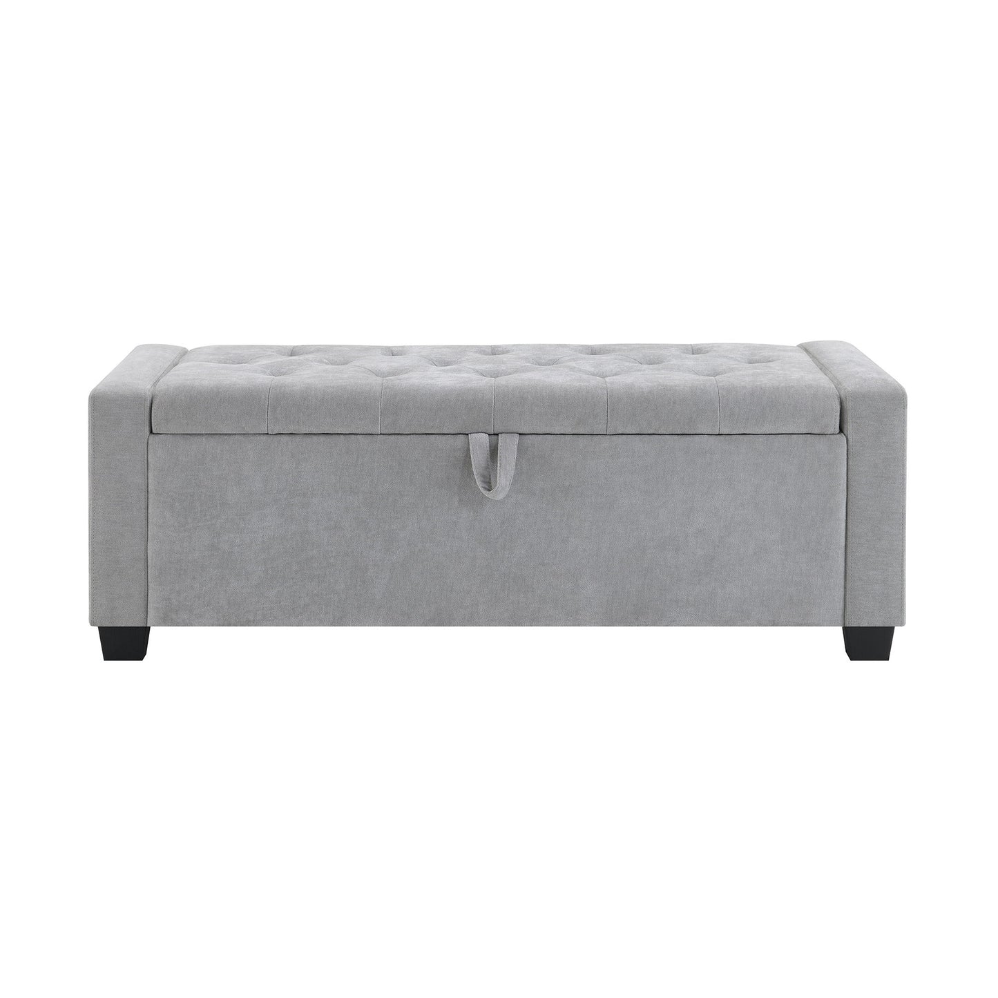 Upholstered Storage Ottoman Bench With Button Tufting And Safety Hinge Home Essentials