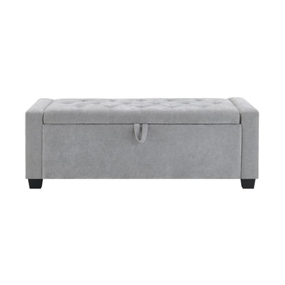 Upholstered Storage Ottoman Bench With Button Tufting And Safety Hinge Home Essentials