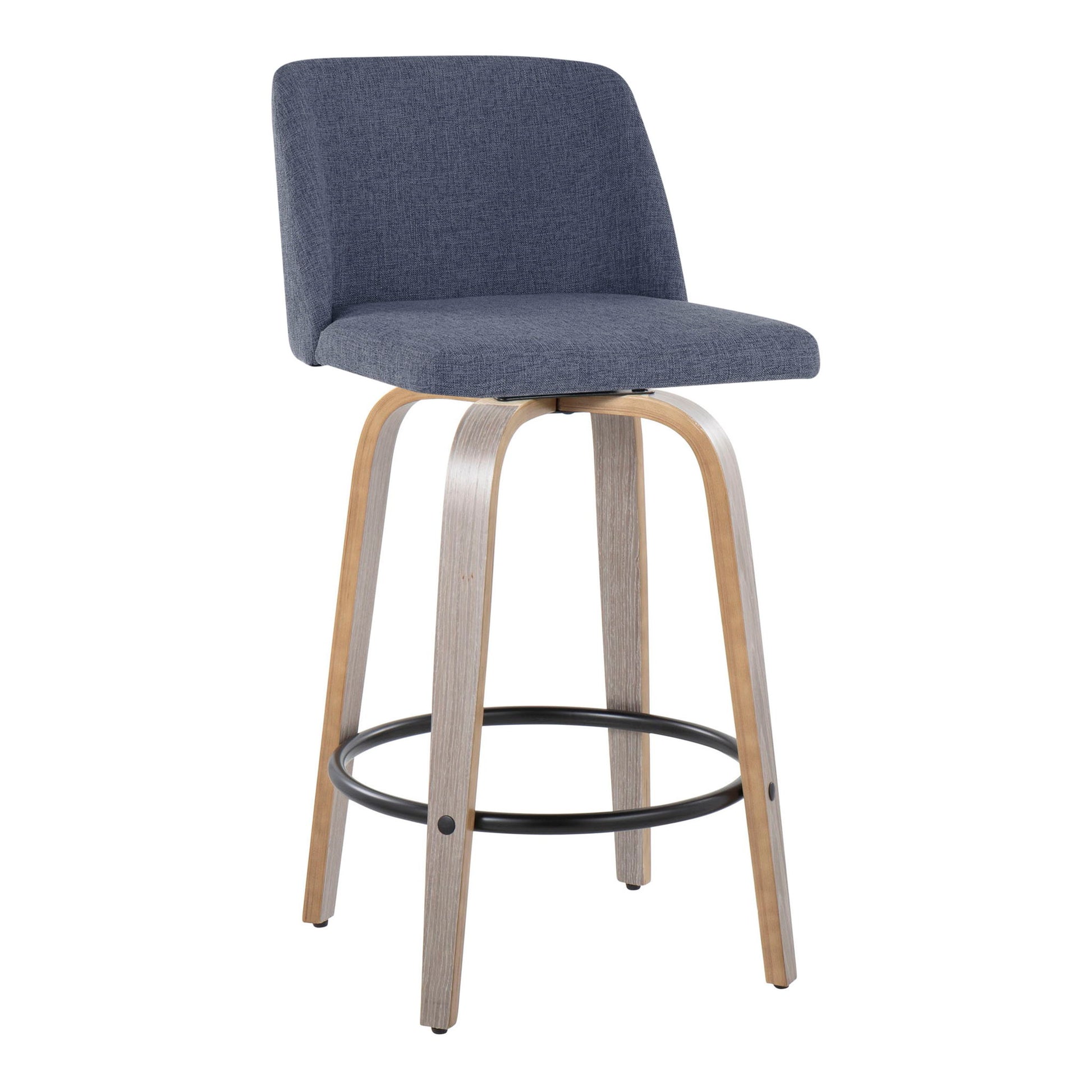 Toriano - Contemporary Fixed Height Counter Stool With Swivel & Round Footrest (Set of 2) Lumi Source