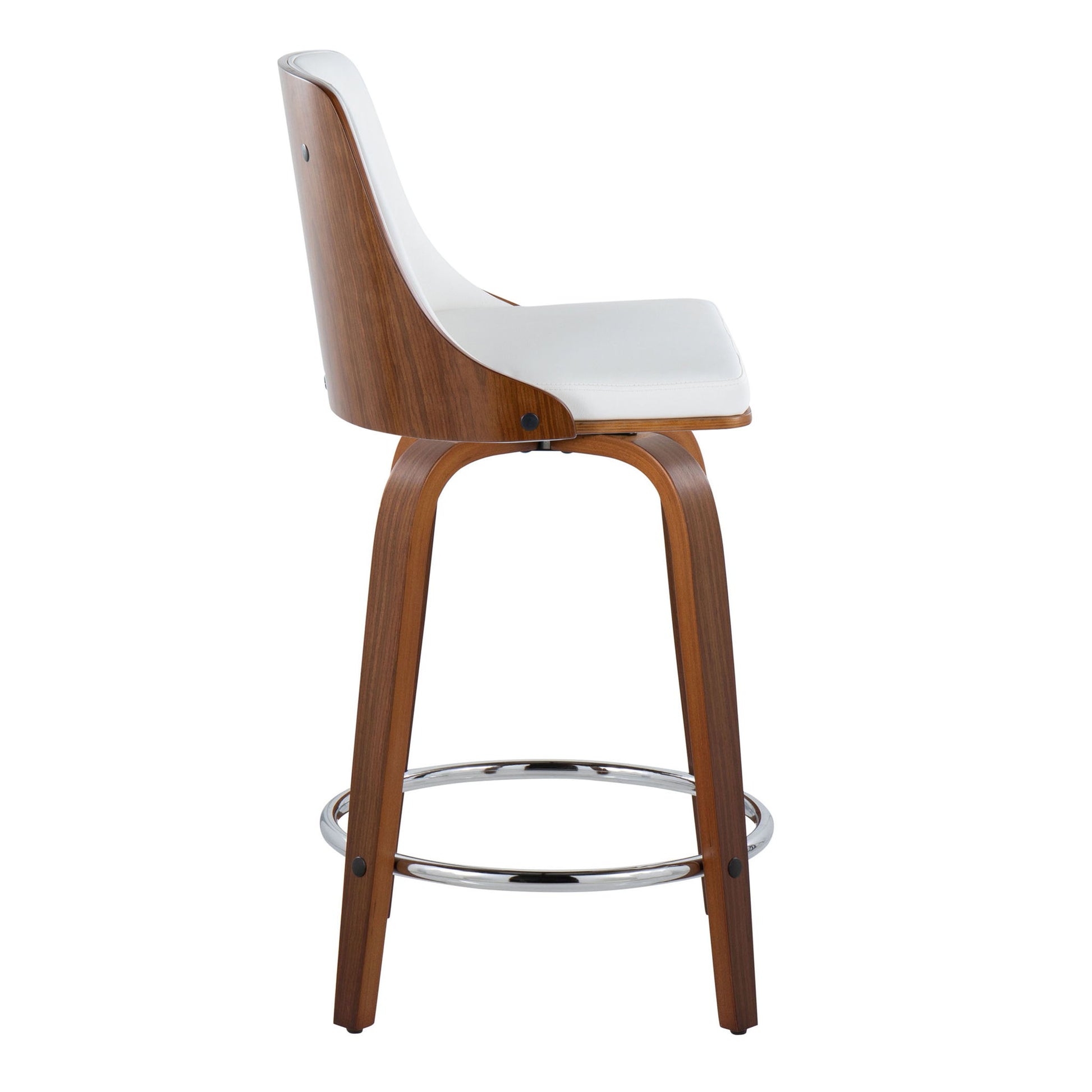 Gianna - Mid-Century Modern Fixed Height Stool With Swivel With Round Footrest (Set of 2) Lumi Source