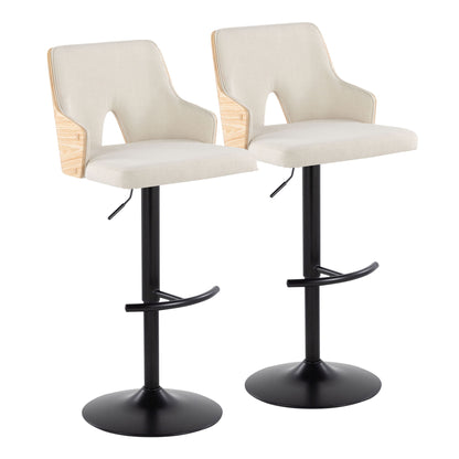 Stella - Contemporary Adjustable Barstool Stool With Swivel And Rounded T Footrest (Set of 2) Lumi Source