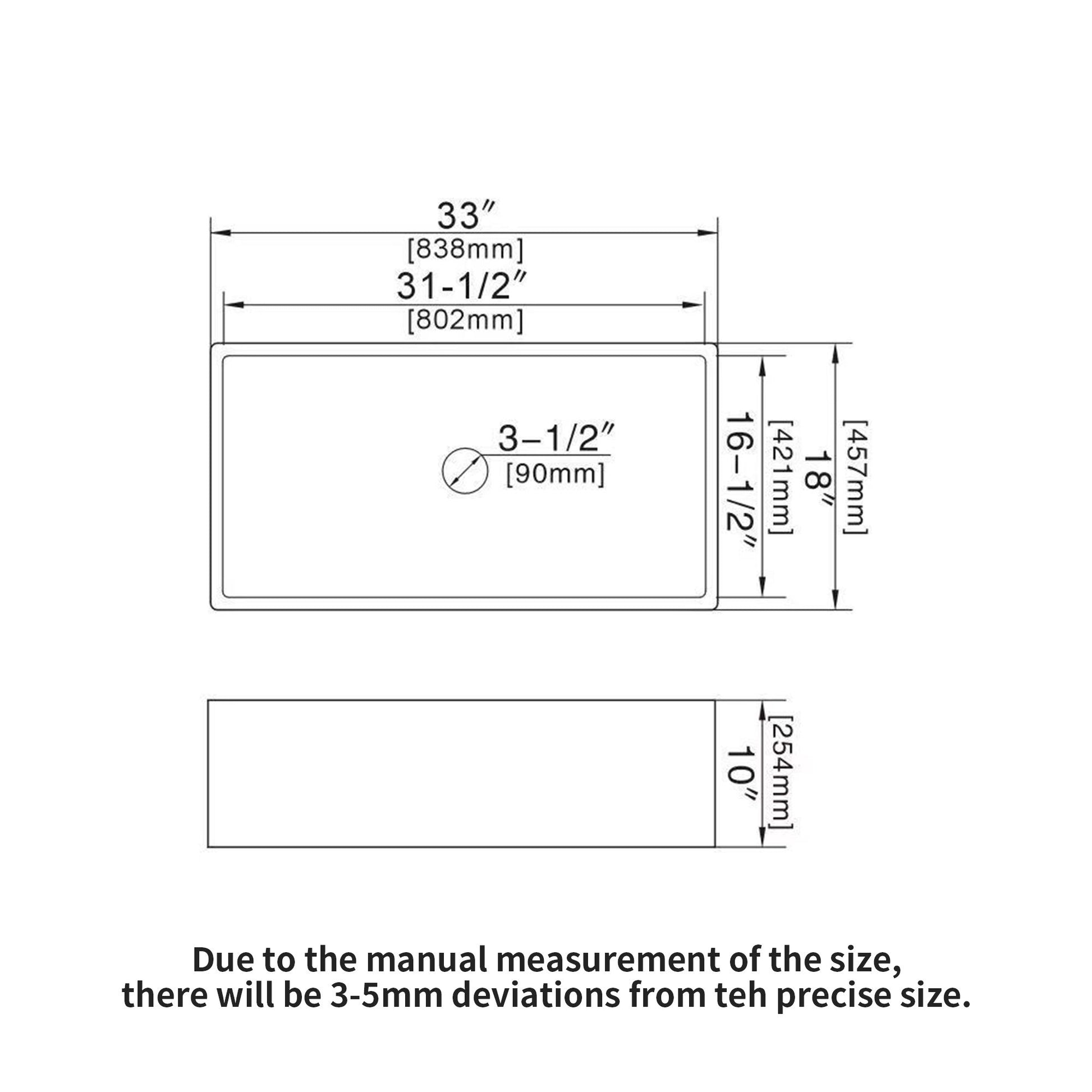 33" Undermount Sink With Apron Front, Single Bowl, Grid - White Daily Nest