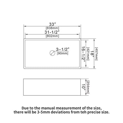 33" Undermount Sink With Apron Front, Single Bowl, Grid - White Daily Nest