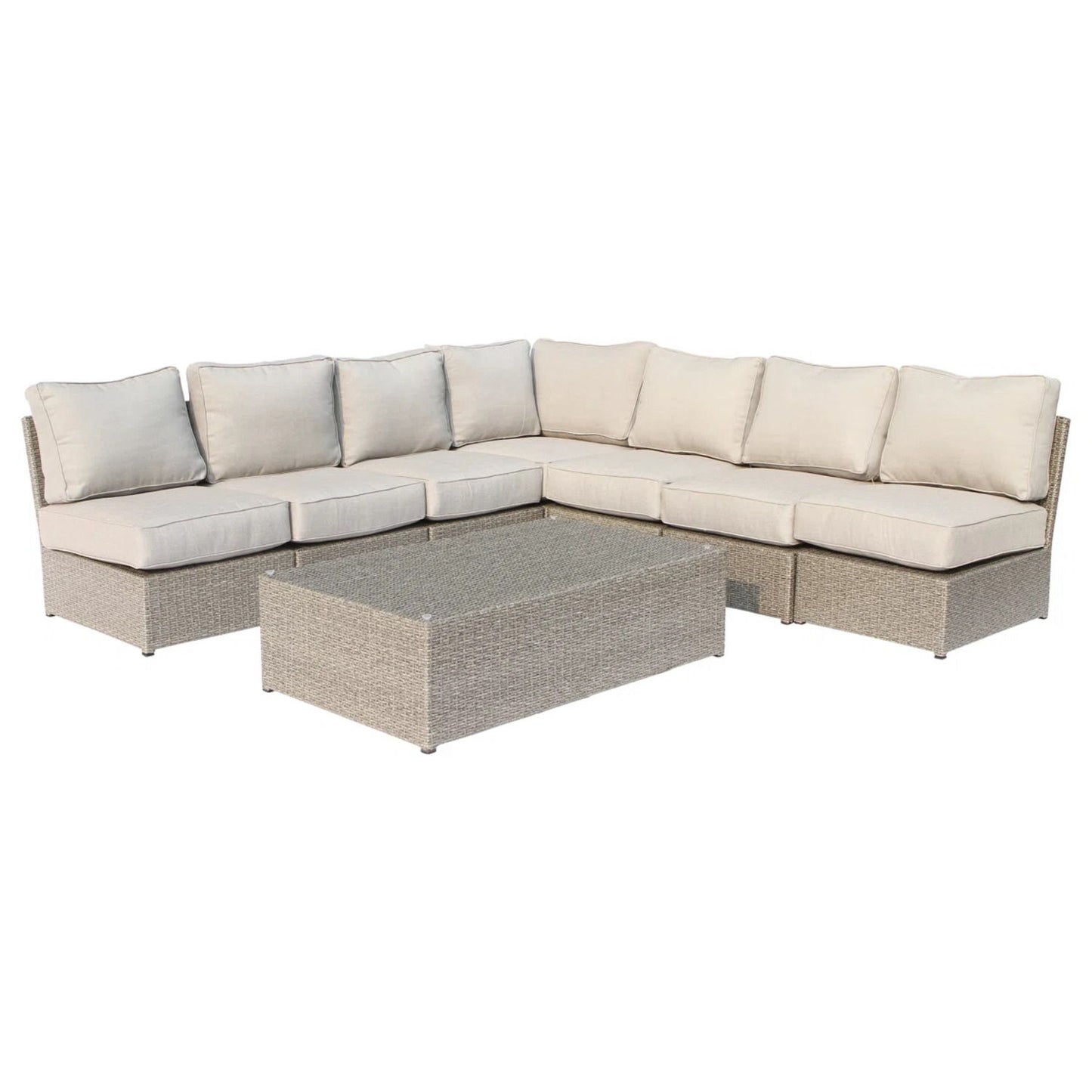 Comfortable Modern Patio Rattan Sectional Set With Cushions LSI Patio Furniture
