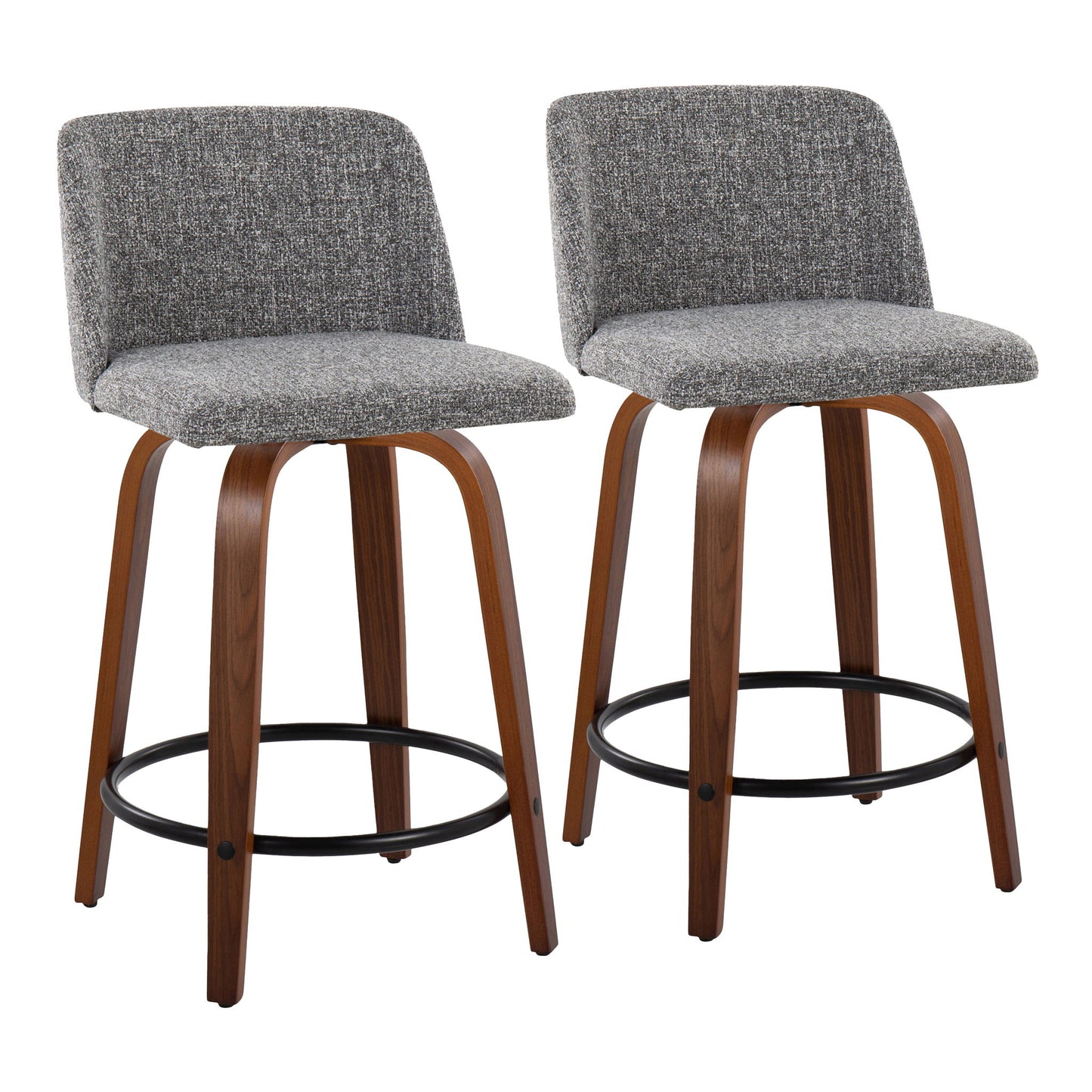 Toriano - Mid Century Modern, Fixed Height Counter Stool & Swivel And Round Footrest (Set of 2) Lumi Source
