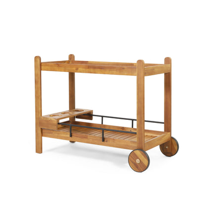 Bar Cart With Wine Bottle Holders, - Black Noble House