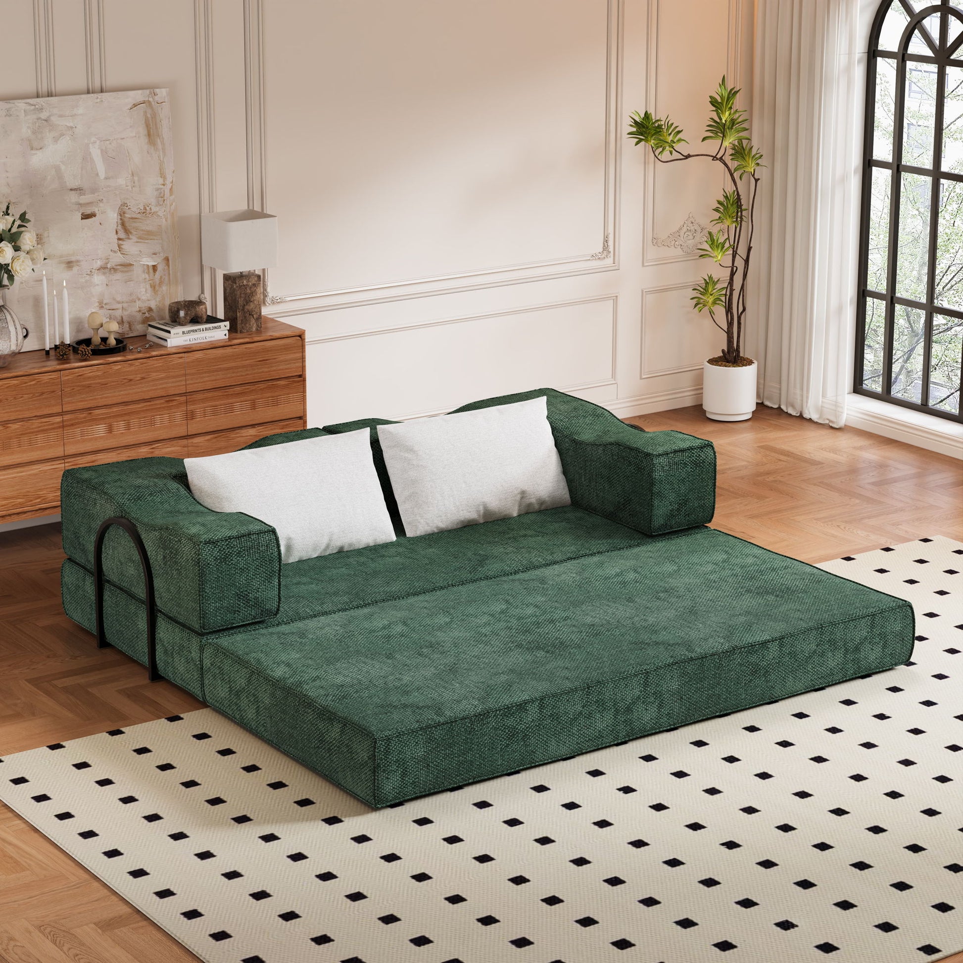 3 Seat Folding Floor Couch & King Size Bed Mattress Home Essentials