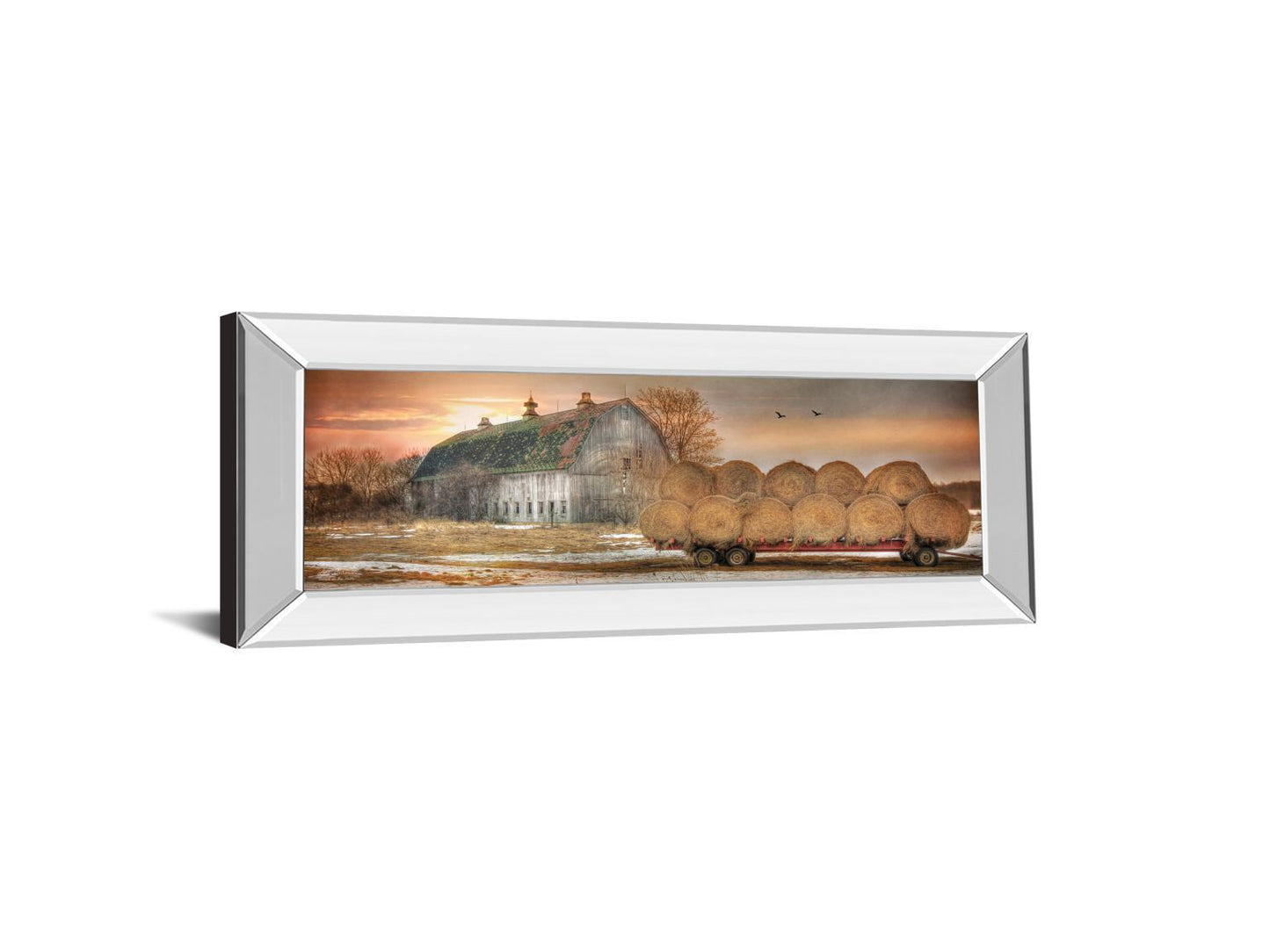 Sunset On The Farm By Lori Dieter - Mirror Framed Print Wall Art - Dark Brown