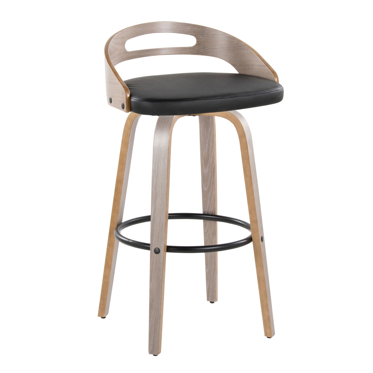 Cassis - Mid Century Modern Fixed Height Barstool With Swivel With Round Footrest (Set of 2) Lumi Source
