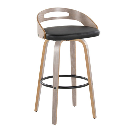 Cassis - Mid Century Modern Fixed Height Barstool With Swivel With Round Footrest (Set of 2) Lumi Source