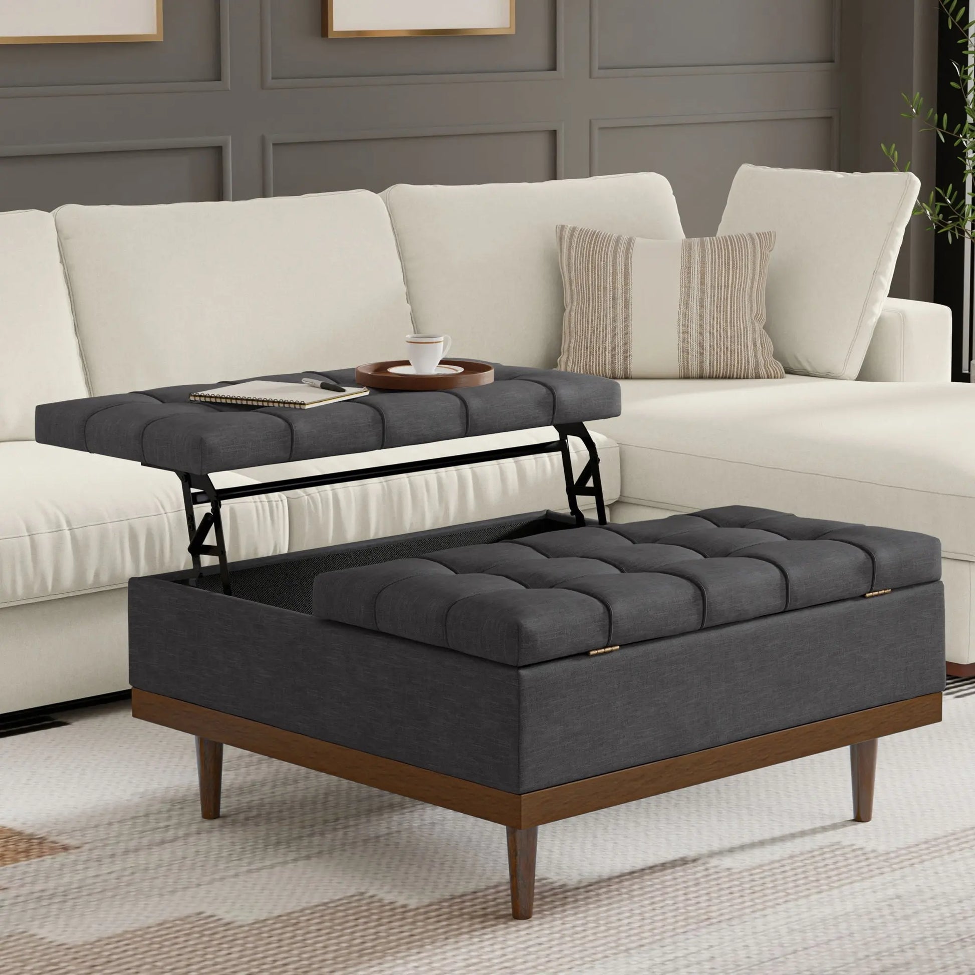 Mariah - Upholstered Lift Top Table Storage Ottoman Simpli-Home