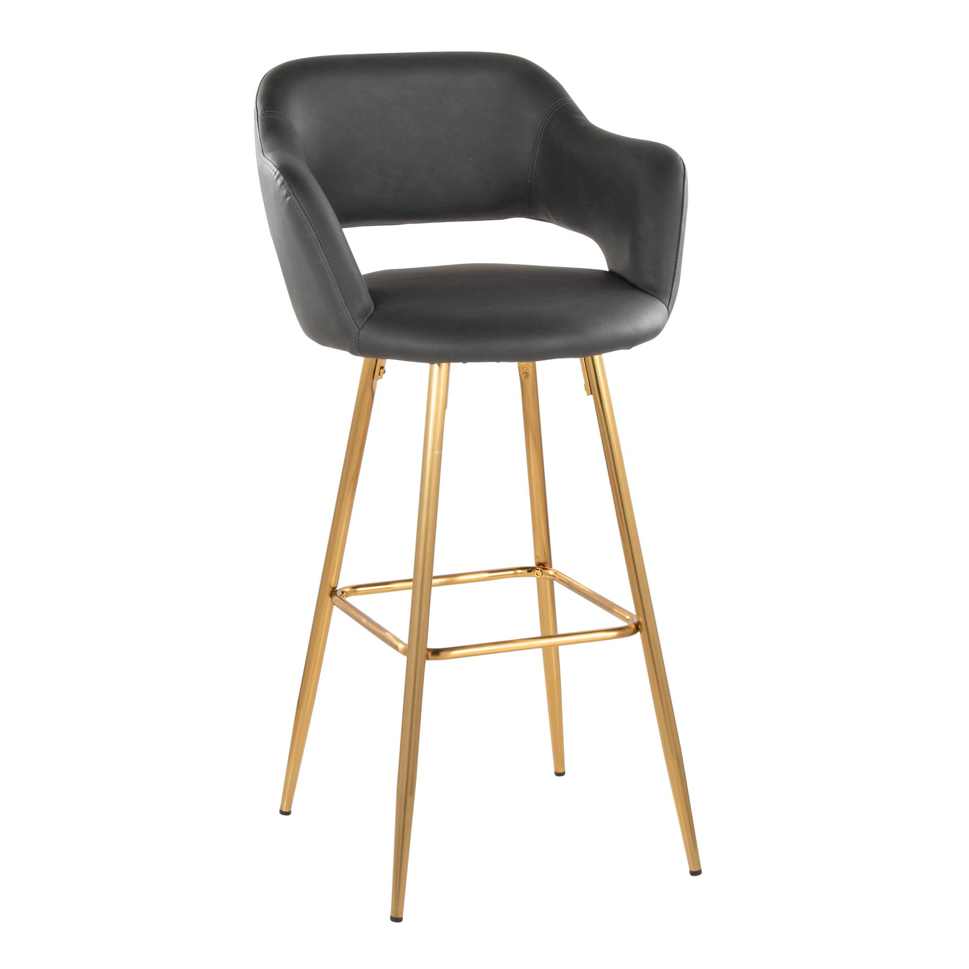 Margarite - Contemporary Fixed Height Barstool With Footrest (Set of 2) With Square Lumi Source