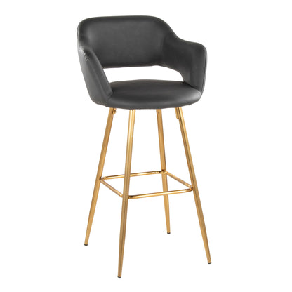 Margarite - Contemporary Fixed Height Barstool With Footrest (Set of 2) With Square Lumi Source
