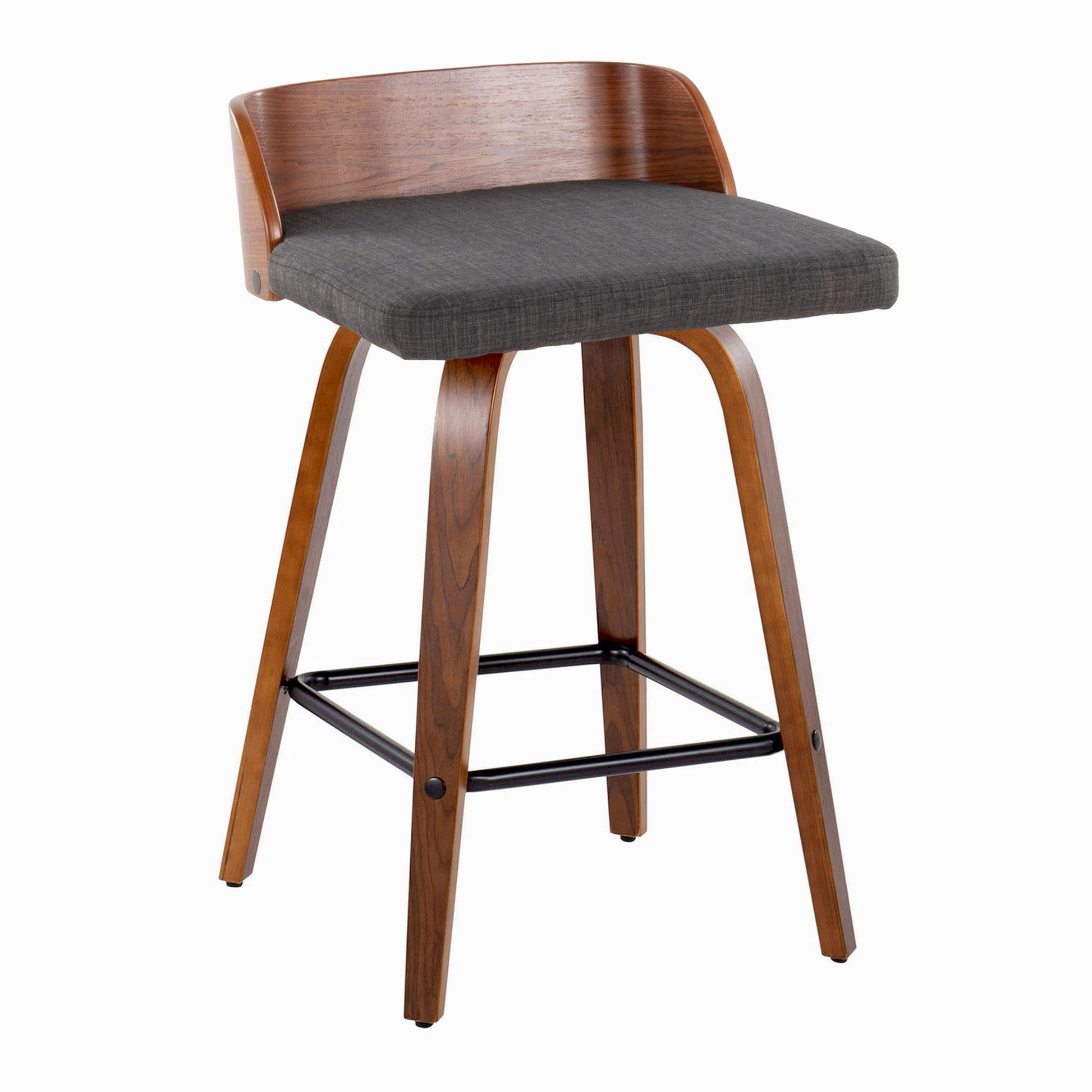 Maya - Mid Century Modern Fixed Height Counter Stool With Swivel And Square Footrest (Set of 2) Lumi Source