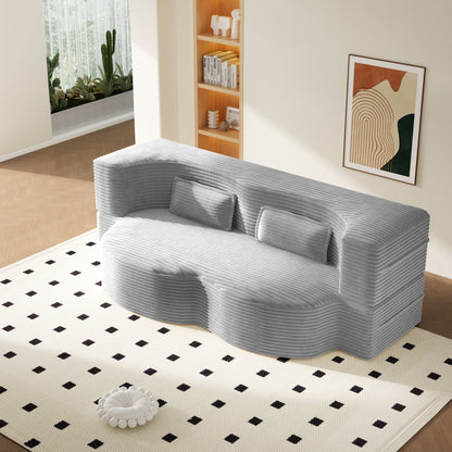 Floor Sofa With 2 Pillows, Convertible Twin Size Mattress For Living Room Home Essentials