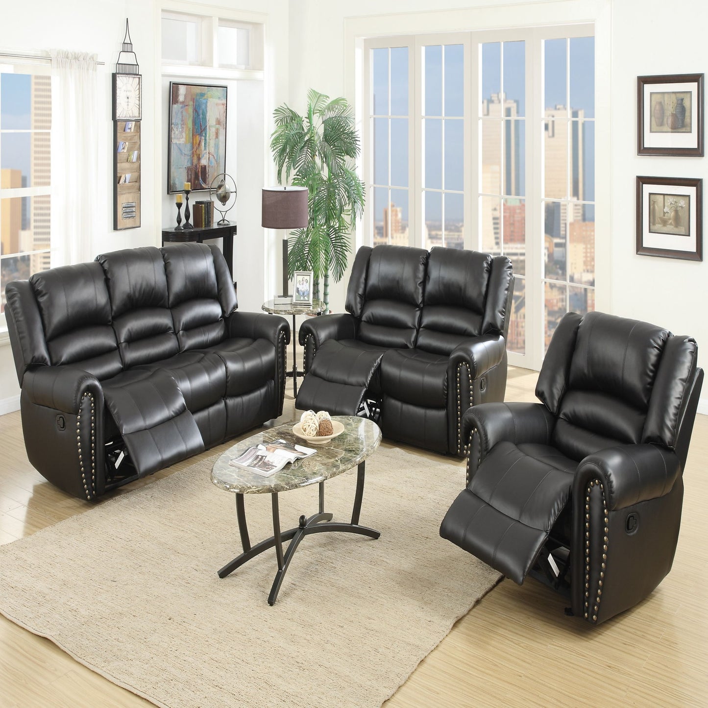 Modern Living Room Set With Nailhead Trim Home Essentials