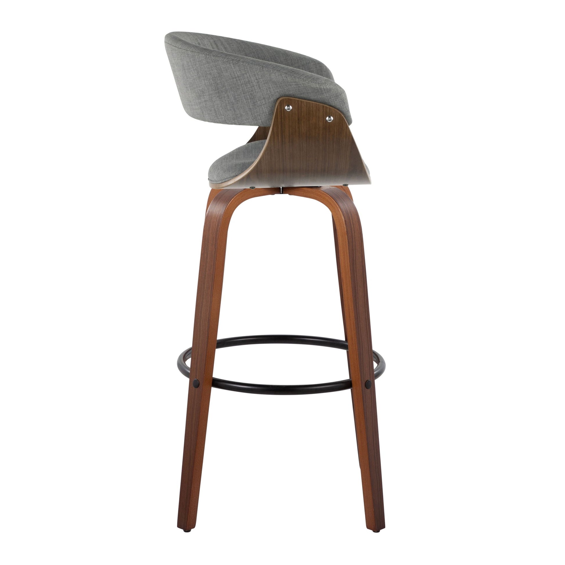 Vintage Mod - Mid Century Modern Fixed Height Barstool With Swivel & Round Footrest (Set of 2) Lumi Source
