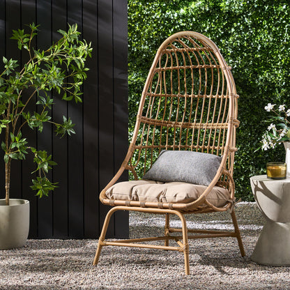 Outdoor Accent Chair With Basket Shape - Light Brown Noble House