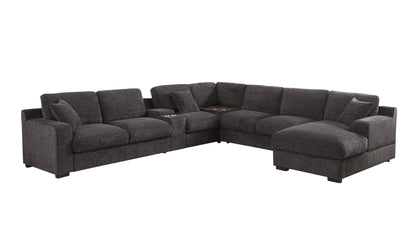 Celine - Corner Sectional Sofa With Right Facing Chaise, Cupholders, And Charging Ports - Gray Lilola Home