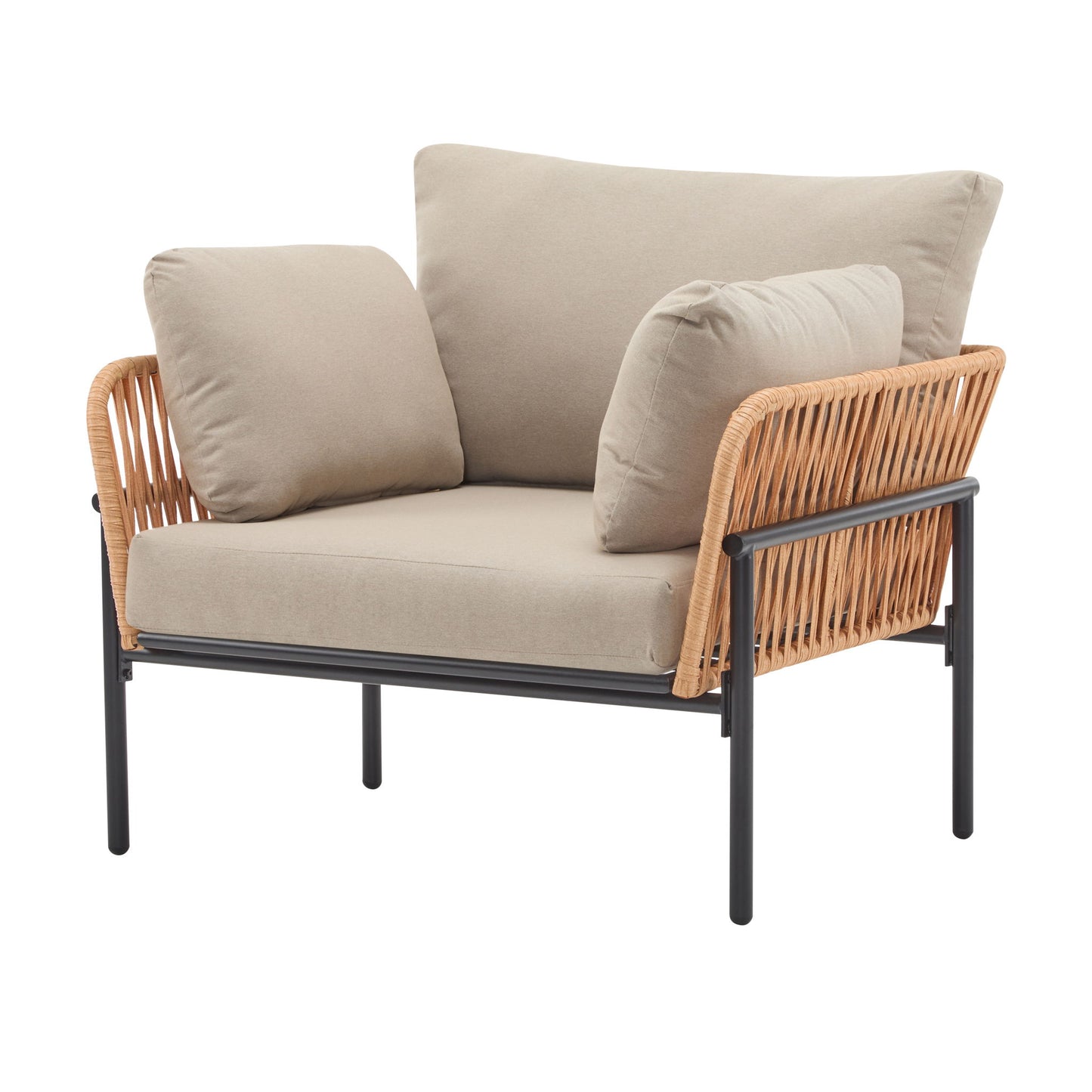 Rope Lounge Chair With Cushions For Modern Spaces Noble House
