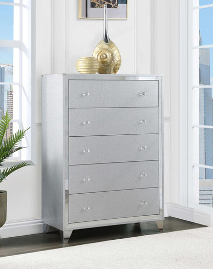 Larue - 5-Drawer Bedroom Chest - Silver