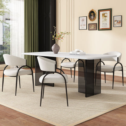 Contemporary Upholstered Dining Chairs With Metal Legs (Set of 2) Noble House
