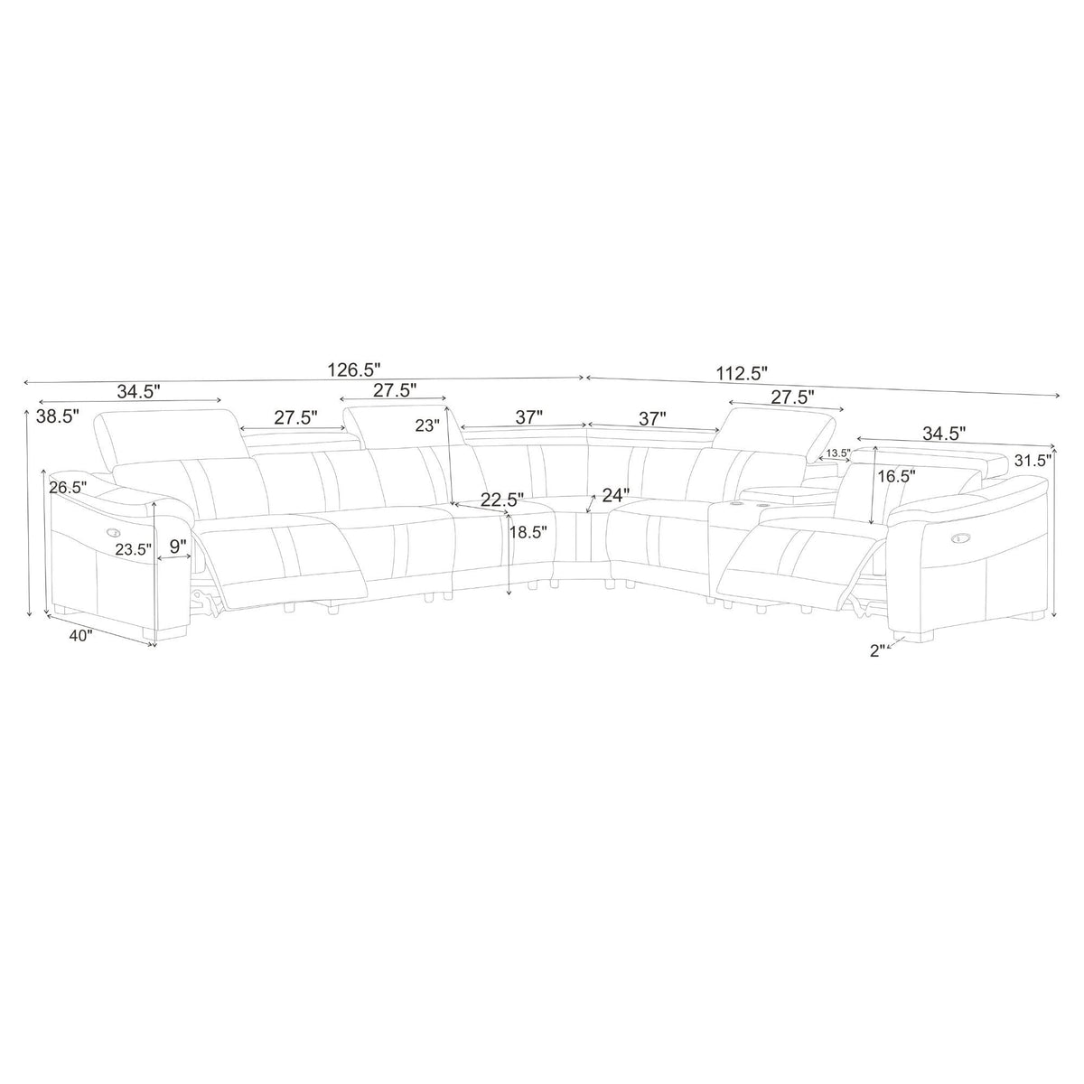 Modular Sectional & Recliner Seat And Adjustable Headrest Home Essentials