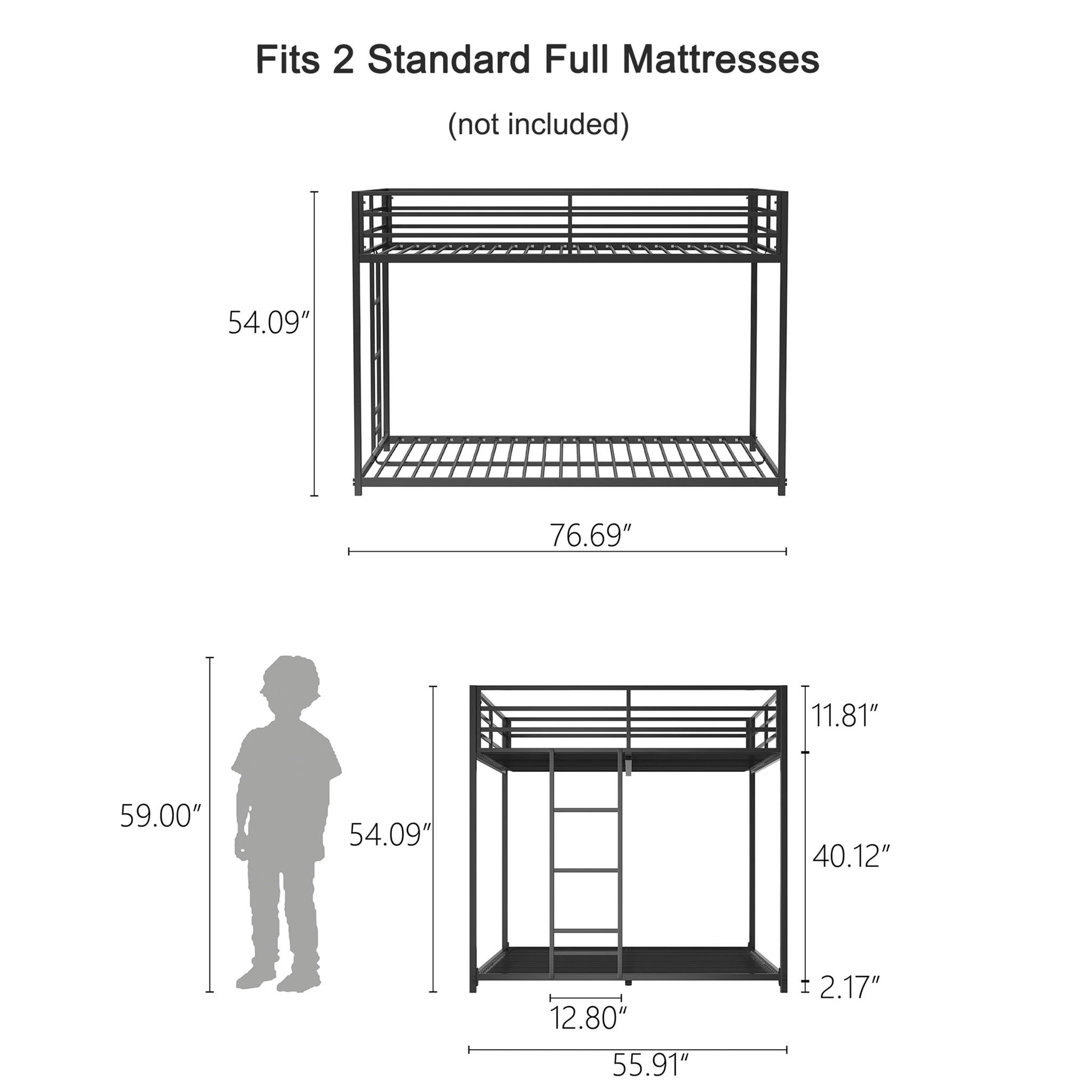 Adam - Full Over Full Bunk Bed - Black House & Home Furniture