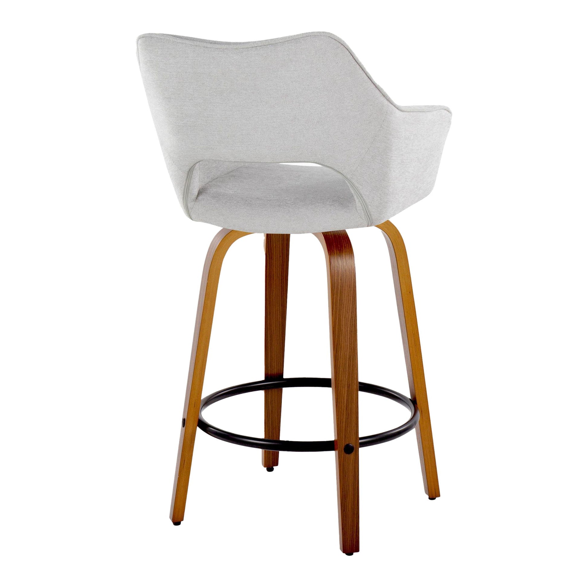 Mustang - Contemporary Fixed Height Counter Stool With Swivel With Round Footrest (Set of 2) Lumi Source