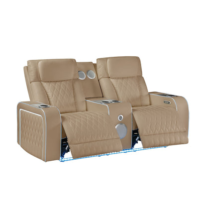 Electra - Power Reclining Loveseat With Power Headrests, Console, Speakers, Massage, LED Lighting And USB Control Matrix Furniture Group