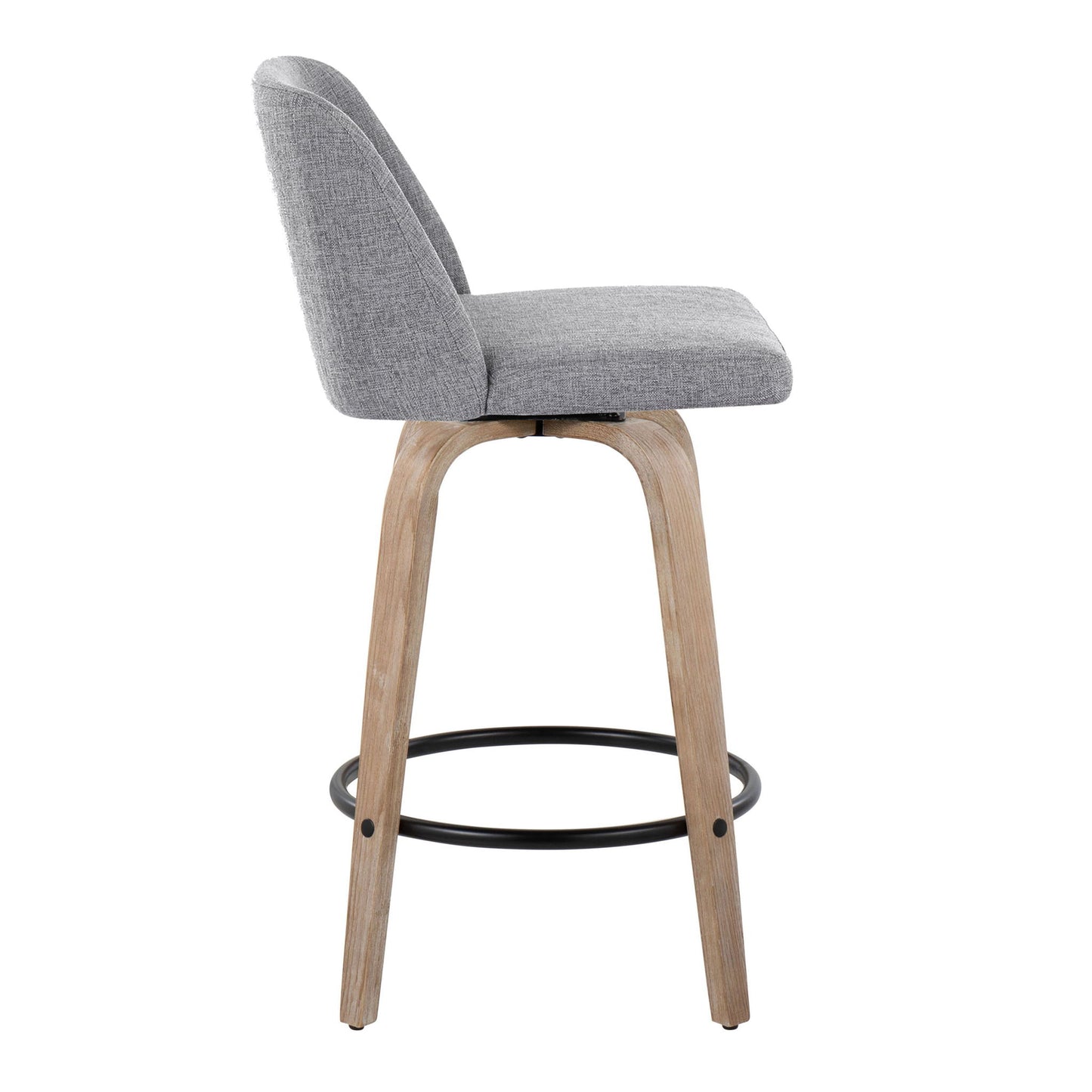 Toriano - Contemporary Fixed-Height Counter Stool & Swivel With Round Footrest (Set of 2) Lumi Source