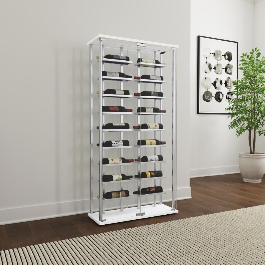 Montara - Tempered Glass Wine Storage LED Curio Cabinet - Chrome Coaster Fine Furniture