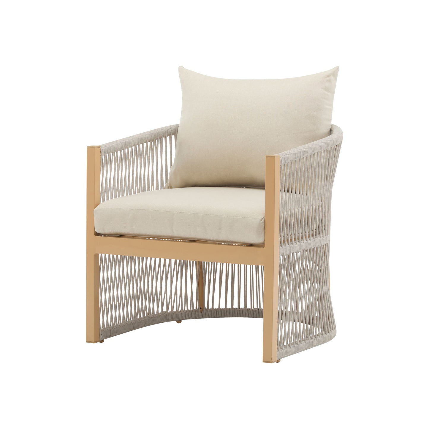 Modern Curved Aluminum Lounge Chair With Stylish Rope Weave Design And Cushioned Comfort For Outdoor Noble House