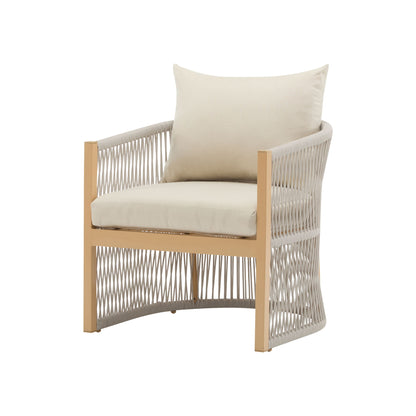 Modern Curved Aluminum Lounge Chair With Stylish Rope Weave Design And Cushioned Comfort For Outdoor Noble House