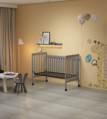 Crib 3 In 1 Convertible, Made Of Sustainable Pinewood, Non Toxic Finish, Comes With Locking Wheels, Wooden Nursery Furniture