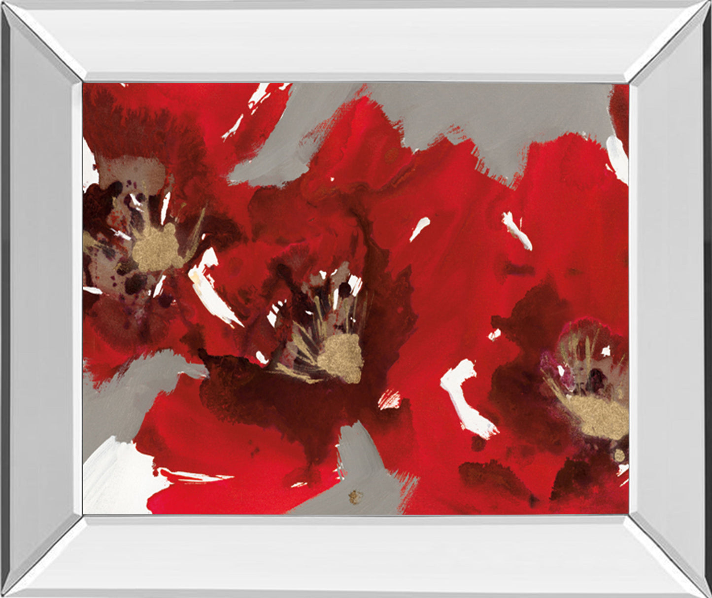 Red Poppy Forest I By N. Barnes - Mirror Framed Print Wall Art - Red