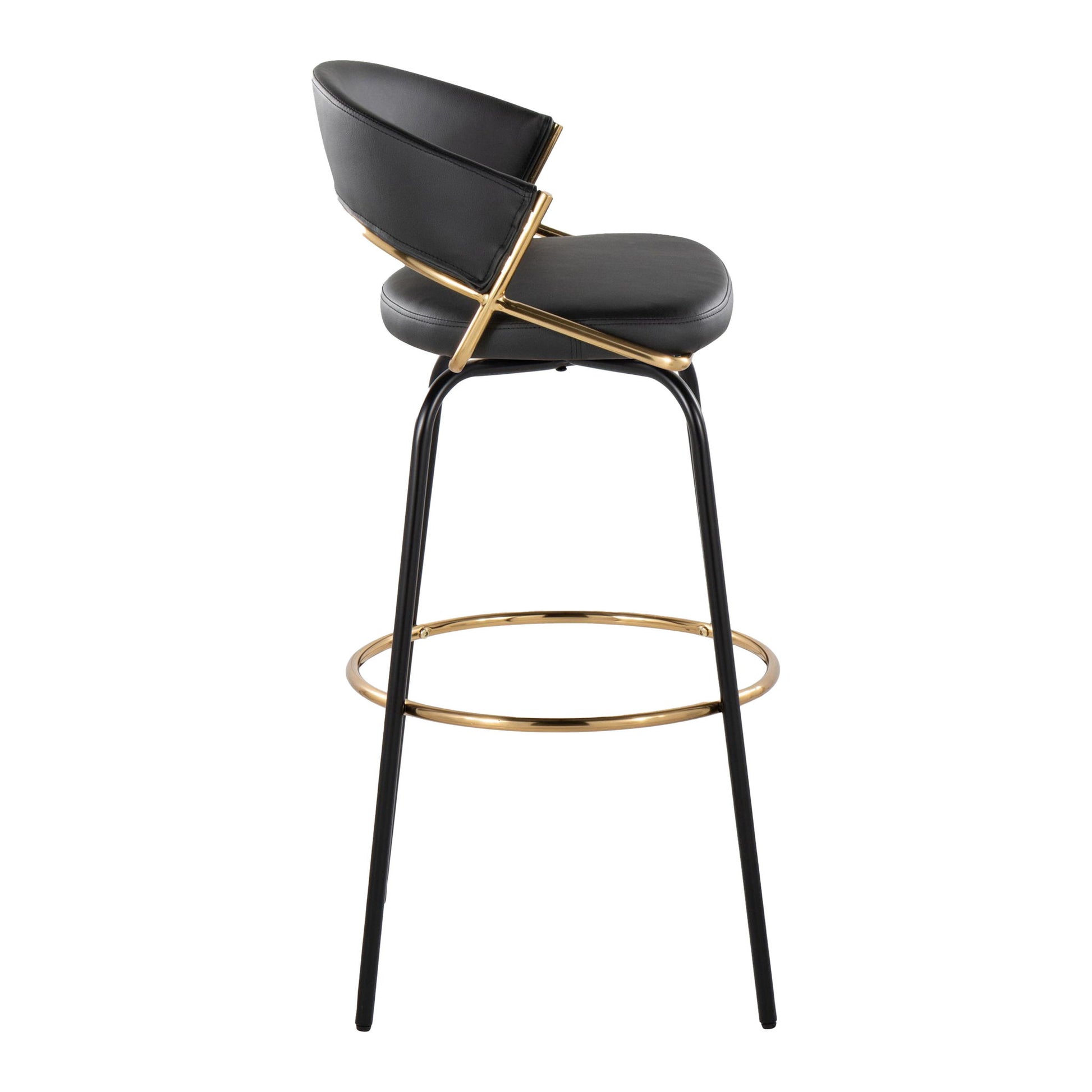 Jie - Fixed Height Contemporary Barstool With Swivel Round Footrest (Set of 2) Lumi Source
