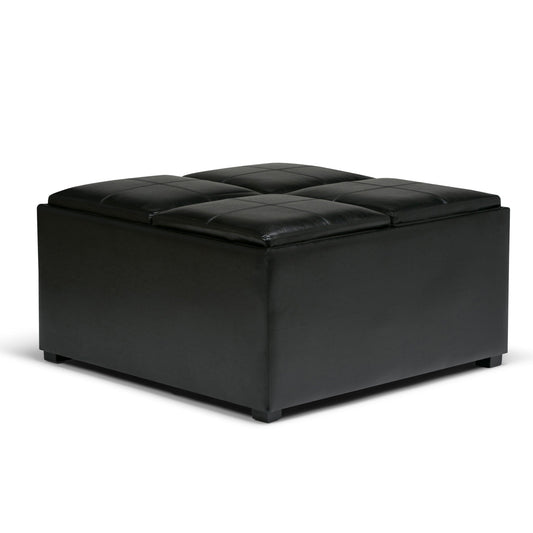 Avalon - Square Coffee Table, Storage Ottoman Simpli-Home