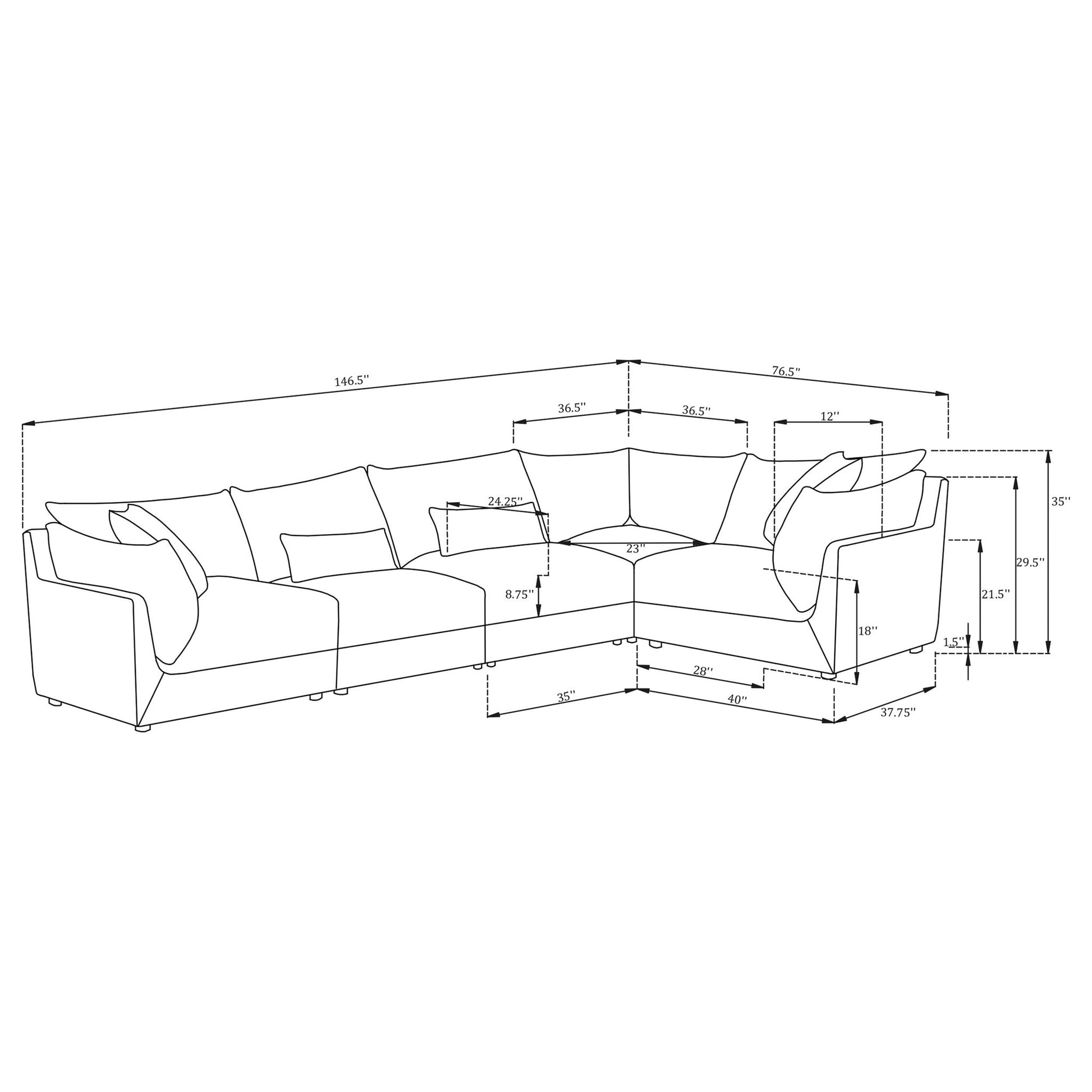 Tomasina - Modular Sectional Sofa With Corner, Armless Chairs And Armchairs - Black Furniture Max