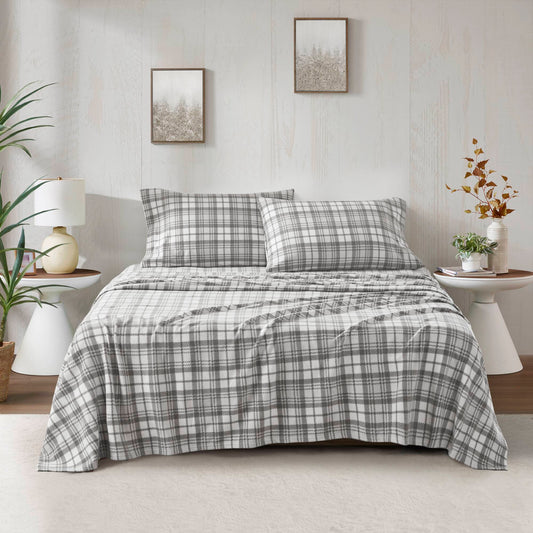 Sheet Set - Gray Plaid True North by Sleep Philosophy