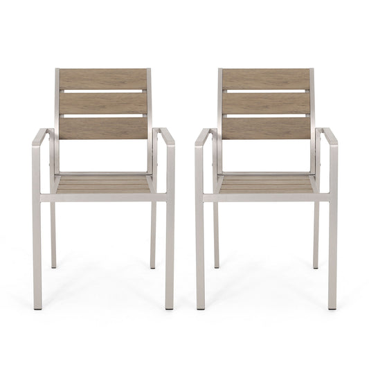 Dreamlan - Outdoor Aluminum Dining Chair (Set of 2) Noble House