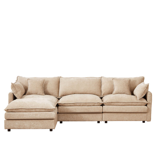Modular L-Shaped Sectional Sofa With Movable Ottoman Home Essentials